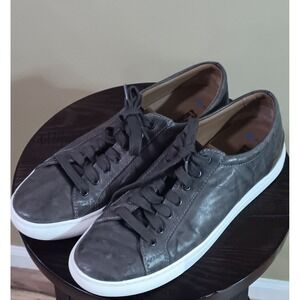 256617 BANKS MENS SHOES GREY LEATHER  LACE UPS SIZE 10 BY JOHNSTON & MURPHY